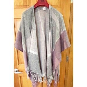 Woolrich Womens Shawl Wrap Fringe Soft Rose Pink Gray Plaid Winter Fall Warm OS